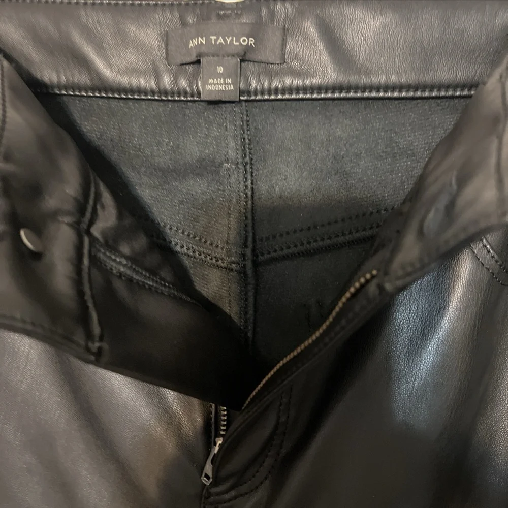 Ann Taylor Faux Leather Jeans Size 10 Black Vegan Leather Whimsigoth Wit…